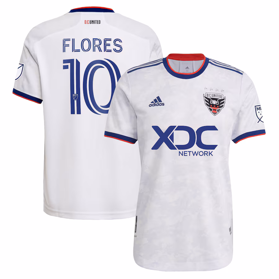 Men's D.C. United Edison Flores adidas White 2022 The Marble Authentic Player Jersey - Jersey