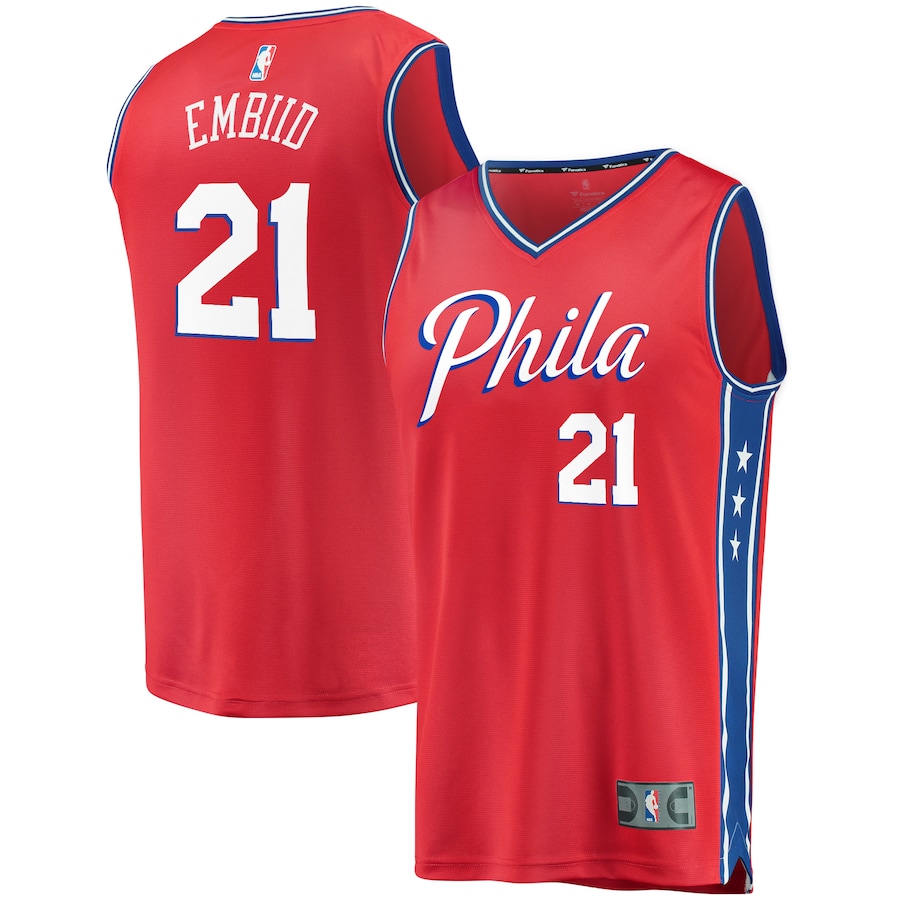 Youth Philadelphia 76ers Joel Embiid Fanatics Red 2019/20 Fast Break Replica Player Team Jersey - Statement Edition - Jersey