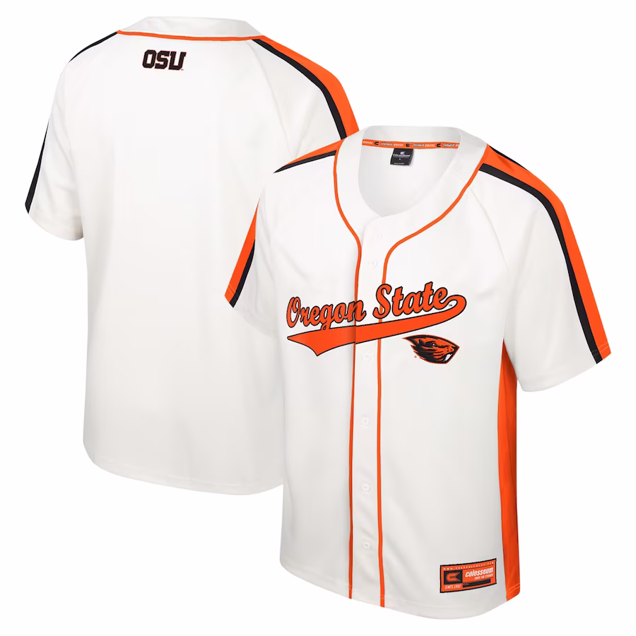 Oregon State Beavers Colosseum Ruth Button-Up Baseball Jersey - Cream - Jersey