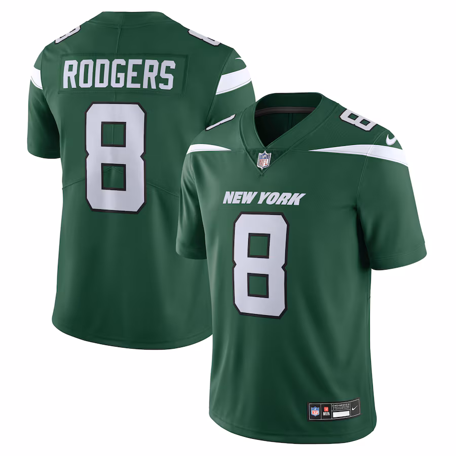 Men's New York Jets Aaron Rodgers Nike Gotham Green Vapor Untouchable Limited Jersey - Jersey