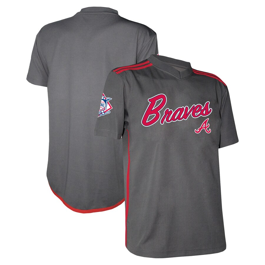 Youth Atlanta Braves Stitches Charcoal Team V-Neck Jersey - Jersey