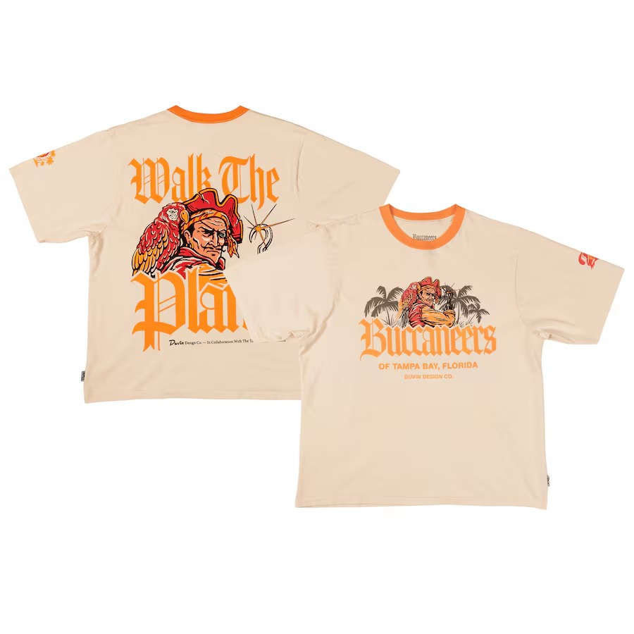 Unisex Tampa Bay Buccaneers Duvin Designs Co. Cream Walk The Plank T-Shirt - Jersey