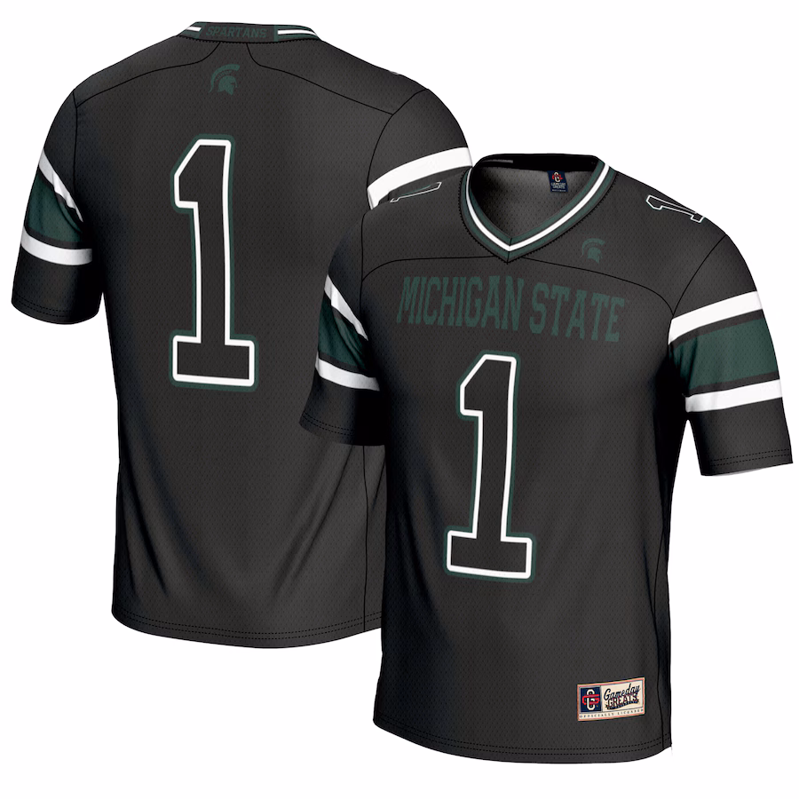Men's GameDay Greats #1 Black Michigan State Spartans Endzone Football Jersey - Jersey