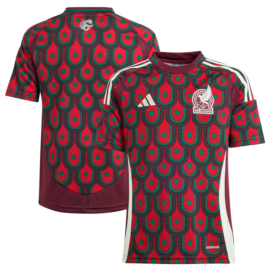 Youth Mexico National Team  adidas Burgundy 2024 Home Replica Jersey - Jersey