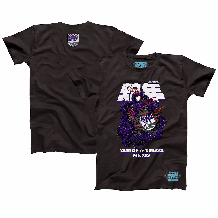 Unisex Sacramento Kings NBALab x Hyperfly Heather Black Year of the Snake Lunar New Year Collection T-Shirt - Jersey