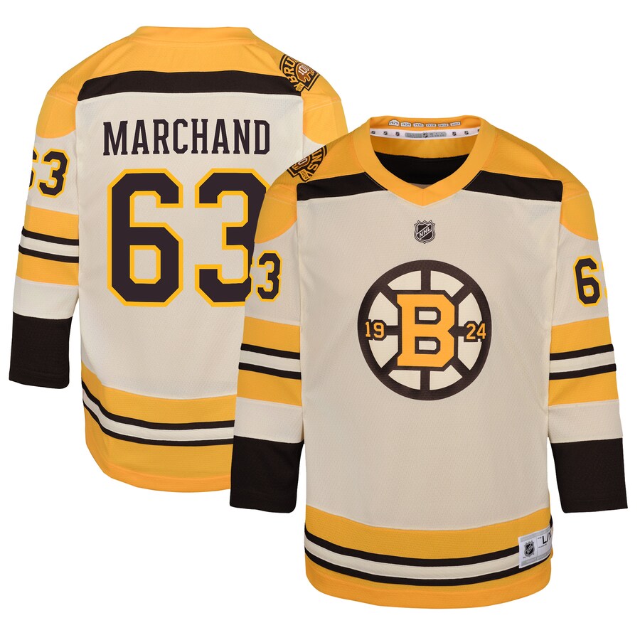 Youth Boston Bruins Brad Marchand Cream 100th Anniversary Replica Player Jersey - Jersey