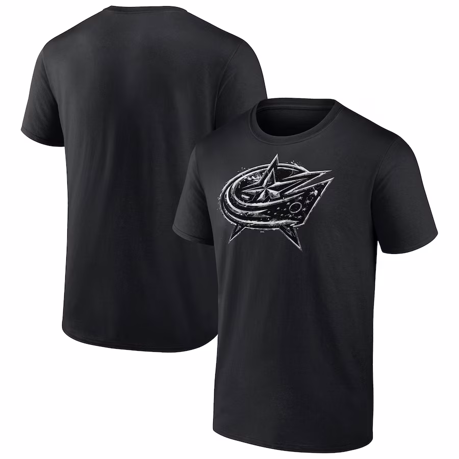 Men's Columbus Blue Jackets Black Iced Out T-Shirt - Jersey