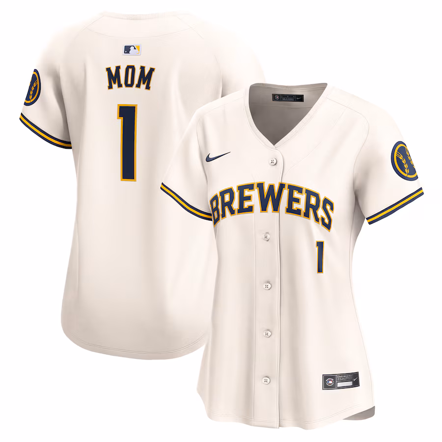 Women's Milwaukee Brewers Nike Cream #1 Mom Home Limited Jersey - Jersey