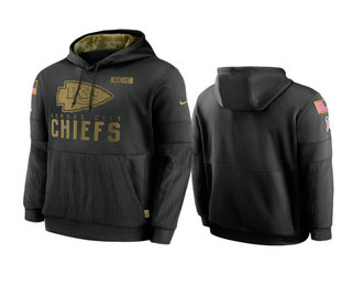 Men's Kansas City Chiefs Black 2020 Salute to Service Sideline Performance Pullover Hoodie - Jersey