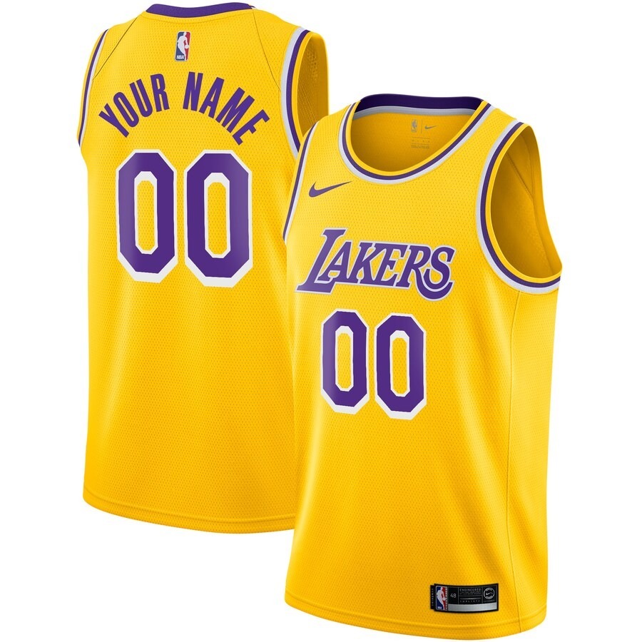 Men's Los Angeles Lakers Nike Gold Custom Swingman Jersey - Icon Edition - Jersey