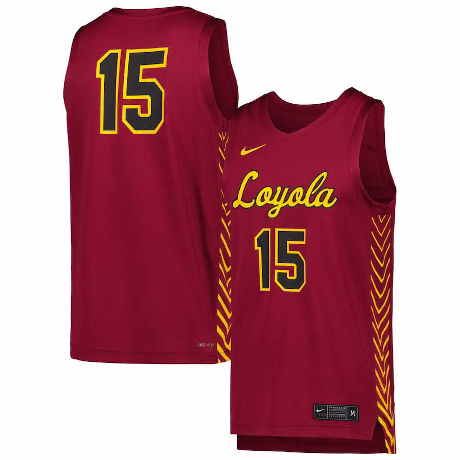 #15 Loyola Chicago Ramblers Nike Replica Basketball Jersey - Maroon - Jersey