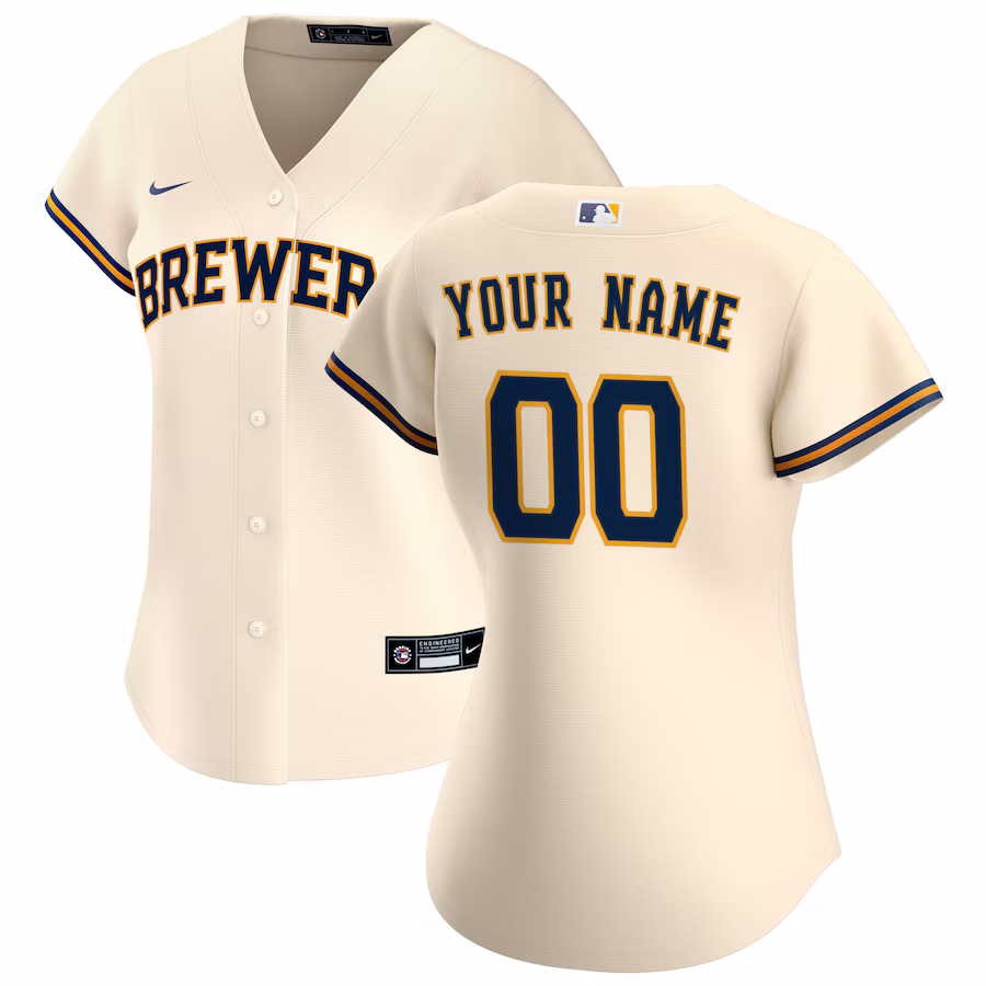 Women's Milwaukee Brewers Nike Cream Home Replica Custom Jersey - Jersey