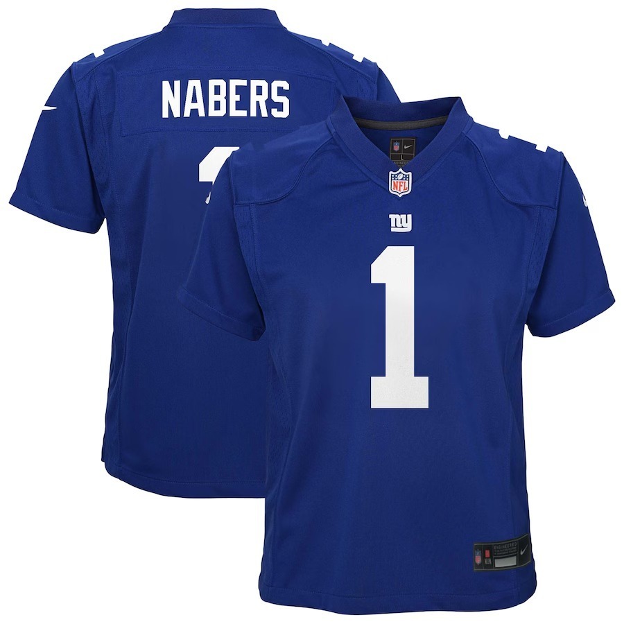 Youth New York Giants Malik Nabers Nike Royal Game Jersey - Jersey