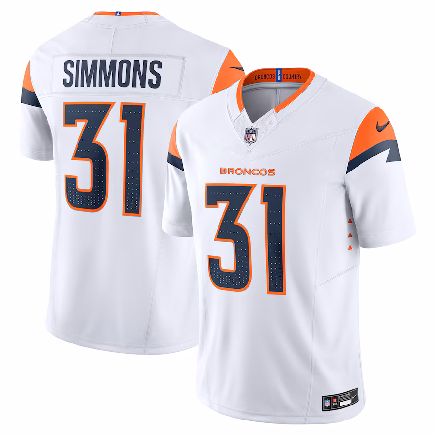 Men's Denver Broncos Justin Simmons Nike White Vapor F.U.S.E. Limited Jersey - Jersey