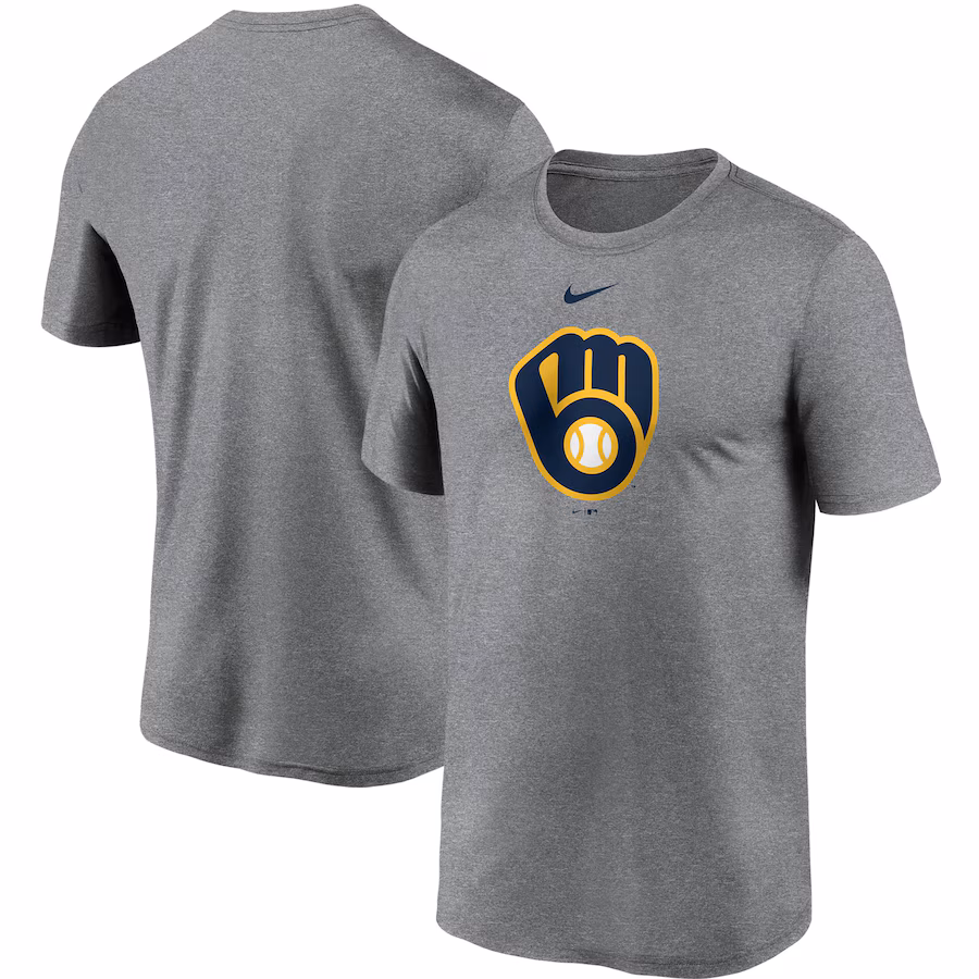Men's Milwaukee Brewers Nike Gray Large Logo Legend Performance T-Shirt - Jersey