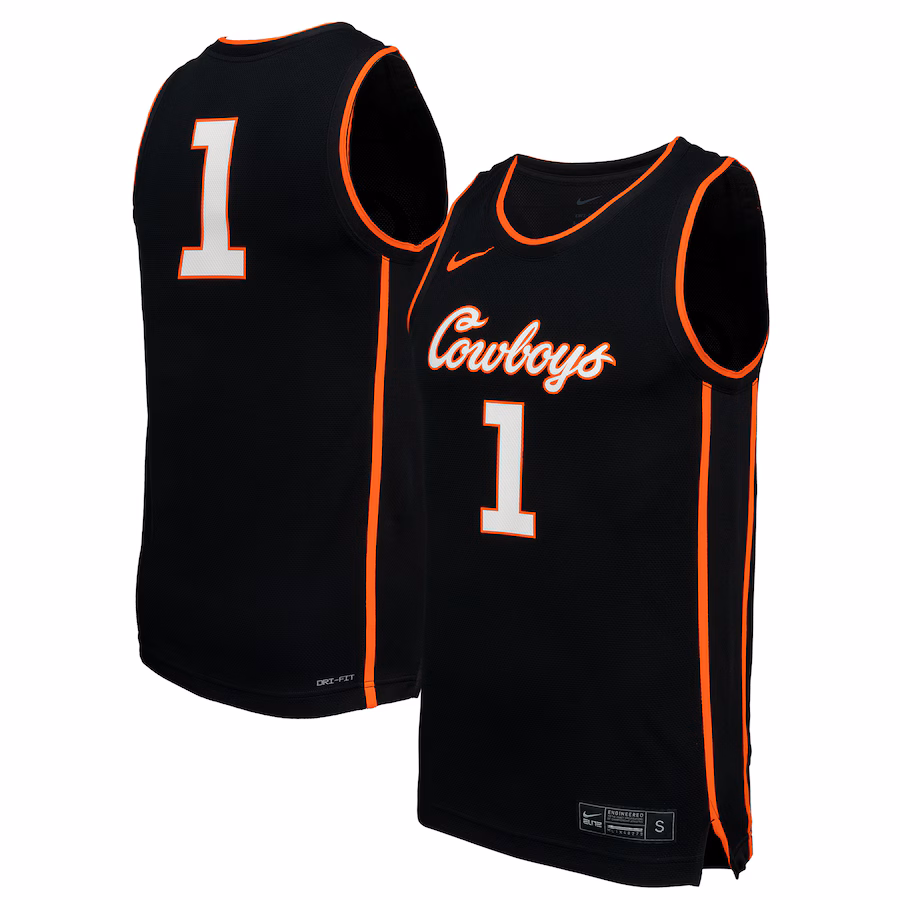 Men's Nike #1 Black Oklahoma State Cowboys  Replica Basketball Jersey - Jersey