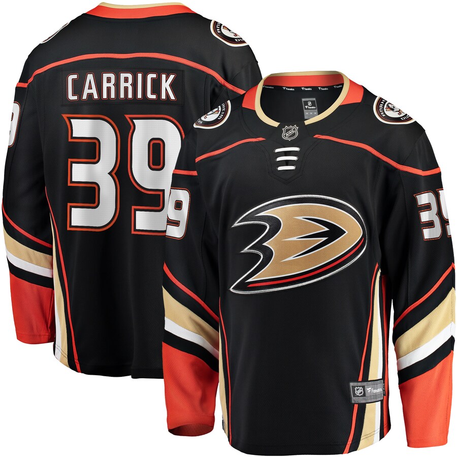 Men's Anaheim Ducks Sam Carrick Fanatics Branded Black Home Breakaway Player Jersey - Jersey
