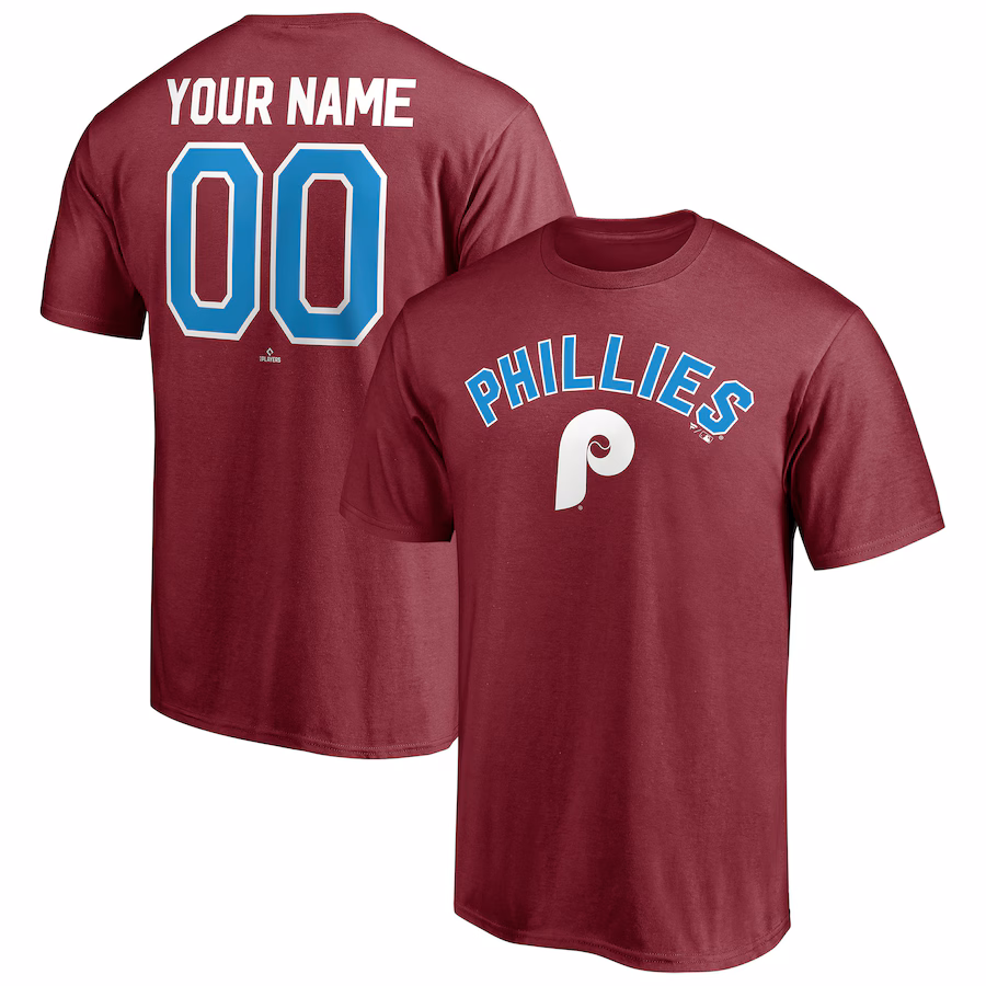 Men's Philadelphia Phillies Burgundy Cooperstown Winning Streak Alternate Personalized Name & Number T-Shirt - Jersey