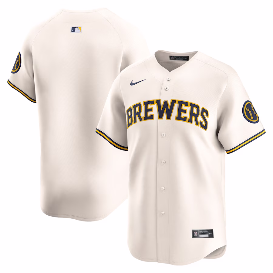 Men's Milwaukee Brewers Nike Cream Home Limited Jersey - Jersey