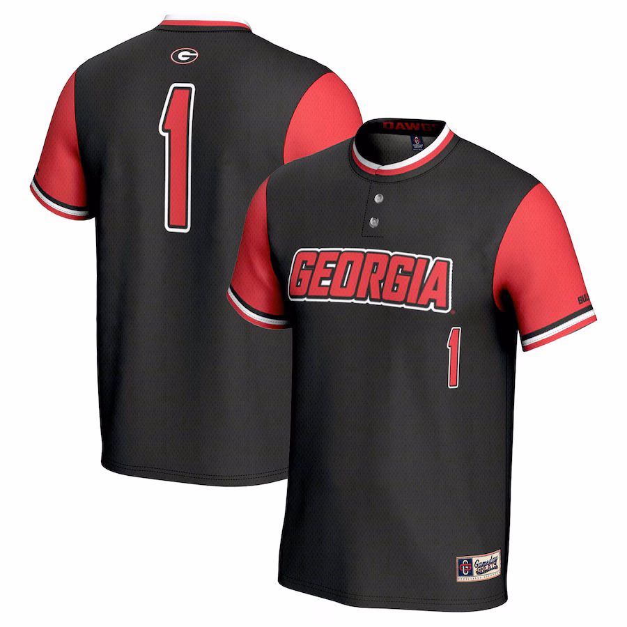 #1 Georgia Bulldogs GameDay Greats Youth Lightweight Softball Jersey - Black - Jersey