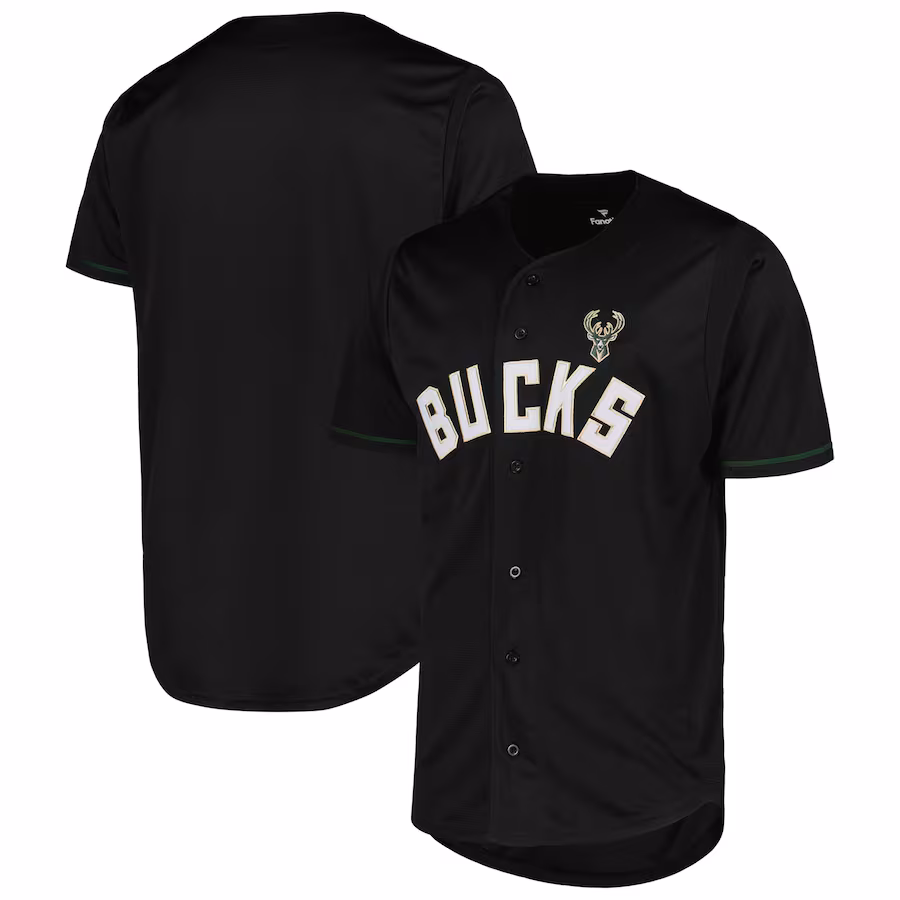 Men's Milwaukee Bucks Fanatics Black Pop Baseball Jersey - Jersey