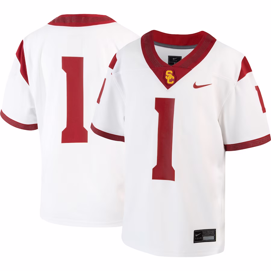 #1 USC Trojans Nike Youth 1st Armored Division Old Ironsides Untouchable Football Jersey - White - Jersey
