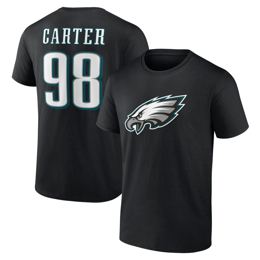 Men's Philadelphia Eagles Jalen Carter Black Icon Player Name & Number T-Shirt - Jersey