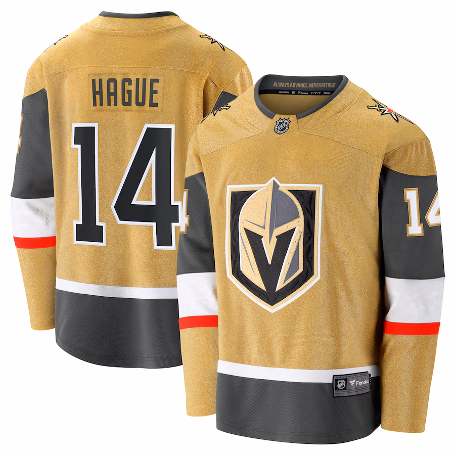 Men's Vegas Golden Knights Nicolas Hague Fanatics Gold Home Premier Breakaway Player Jersey - Jersey