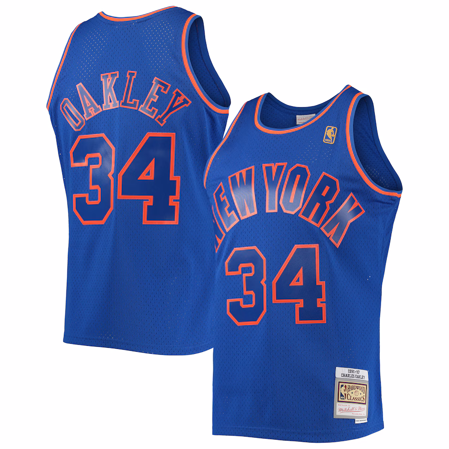 Men's New York Knicks Charles Oakley Mitchell & Ness Blue 1996/97 Hardwood Classics Swingman Jersey - Jersey