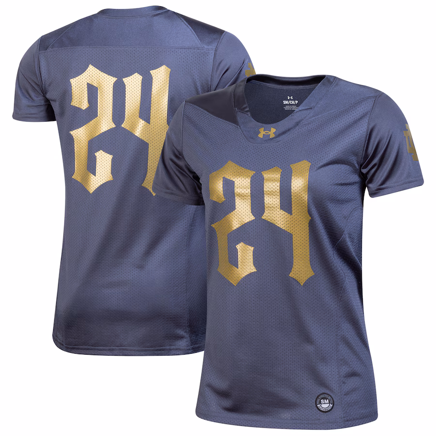Women's Under Armour Navy Notre Dame Fighting Irish 2024 Shamrock Series Replica Jersey - Jersey
