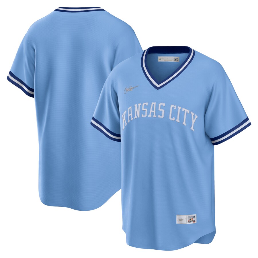 Men's Kansas City Royals Nike Light Blue Road Cooperstown Collection Team Jersey - Jersey