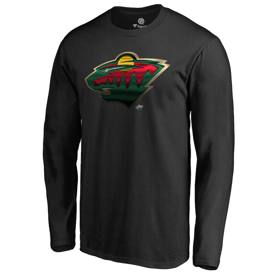 Men's Minnesota Wild Black Midnight Mascot Long Sleeve T-Shirt - Jersey