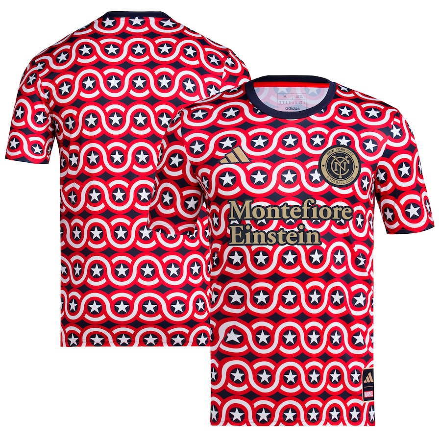 Men's New York City FC  adidas Red 2023 Americana x Captain America Pre-Match Top - Jersey