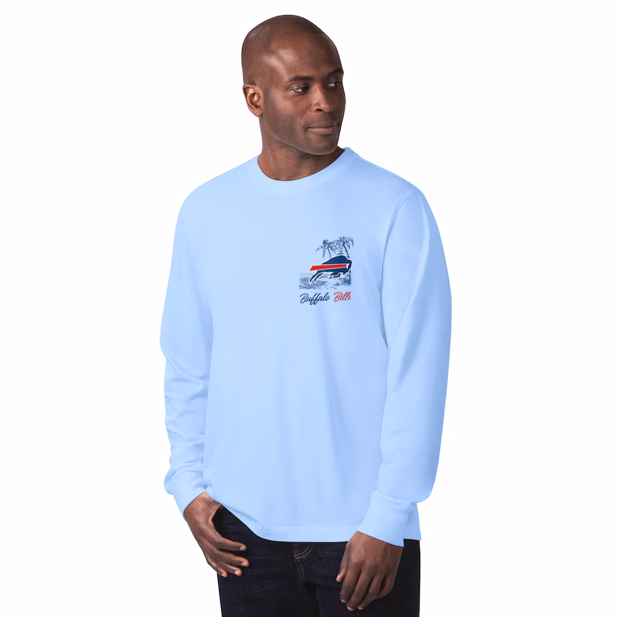 Men's Buffalo Bills Margaritaville Light Blue It's Five O'Clock Somewhere Long Sleeve T-Shirt - Jersey