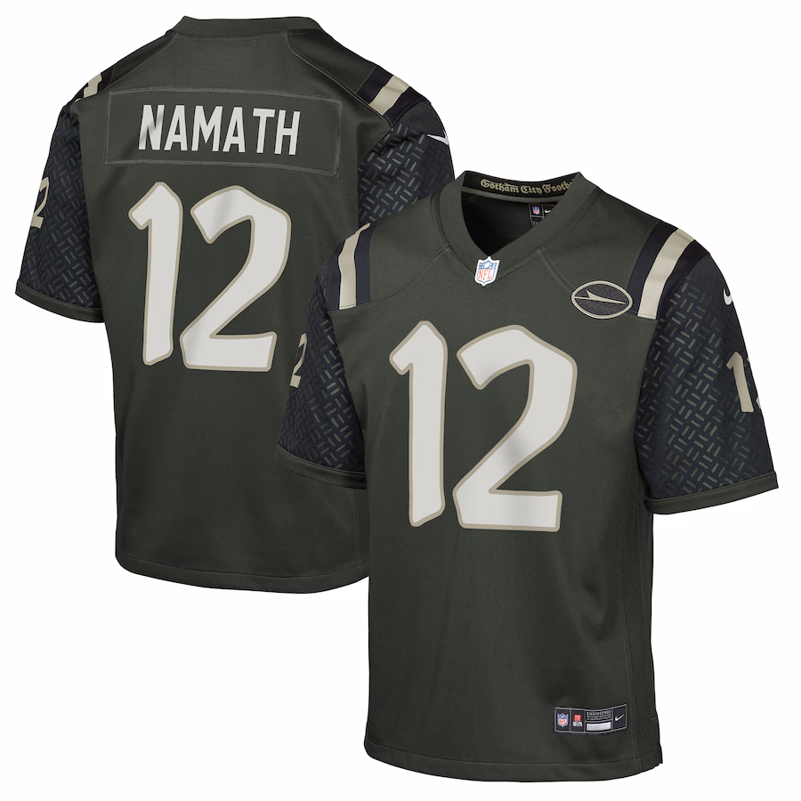 Youth New York Jets Joe Namath Nike Gotham Green 2025 Rivalries Collection Retired Player Game Jersey - Jersey