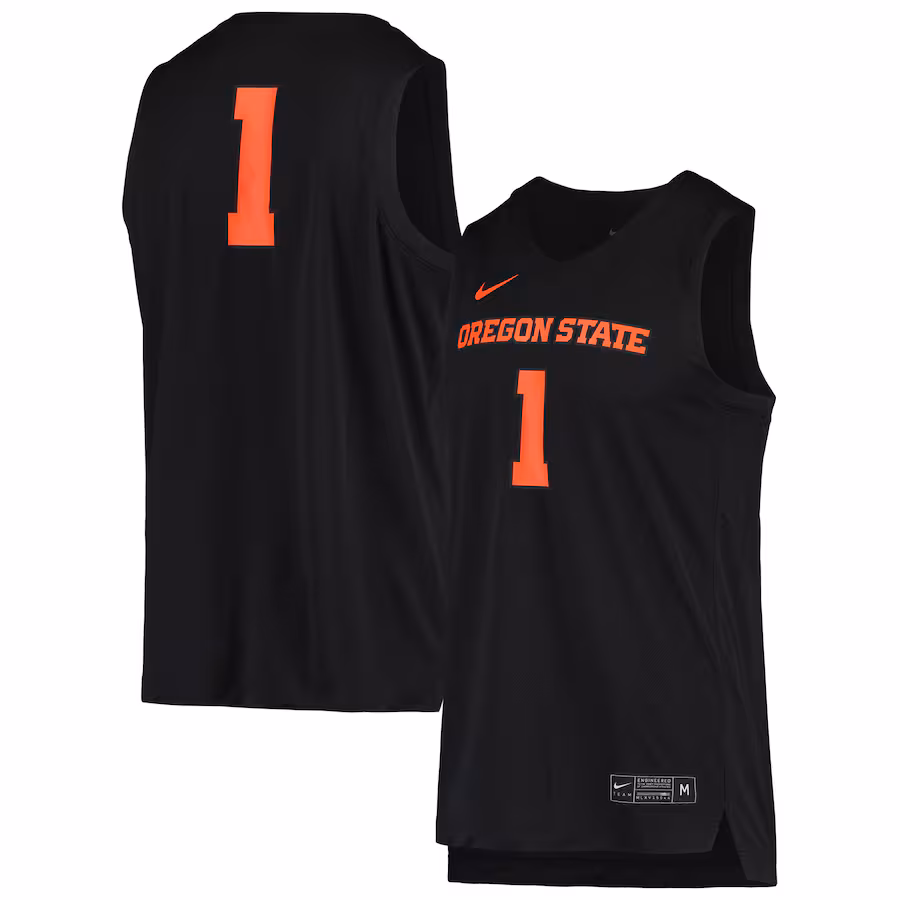 Men's Nike #1 Black Oregon State Beavers Replica Basketball Jersey - Jersey