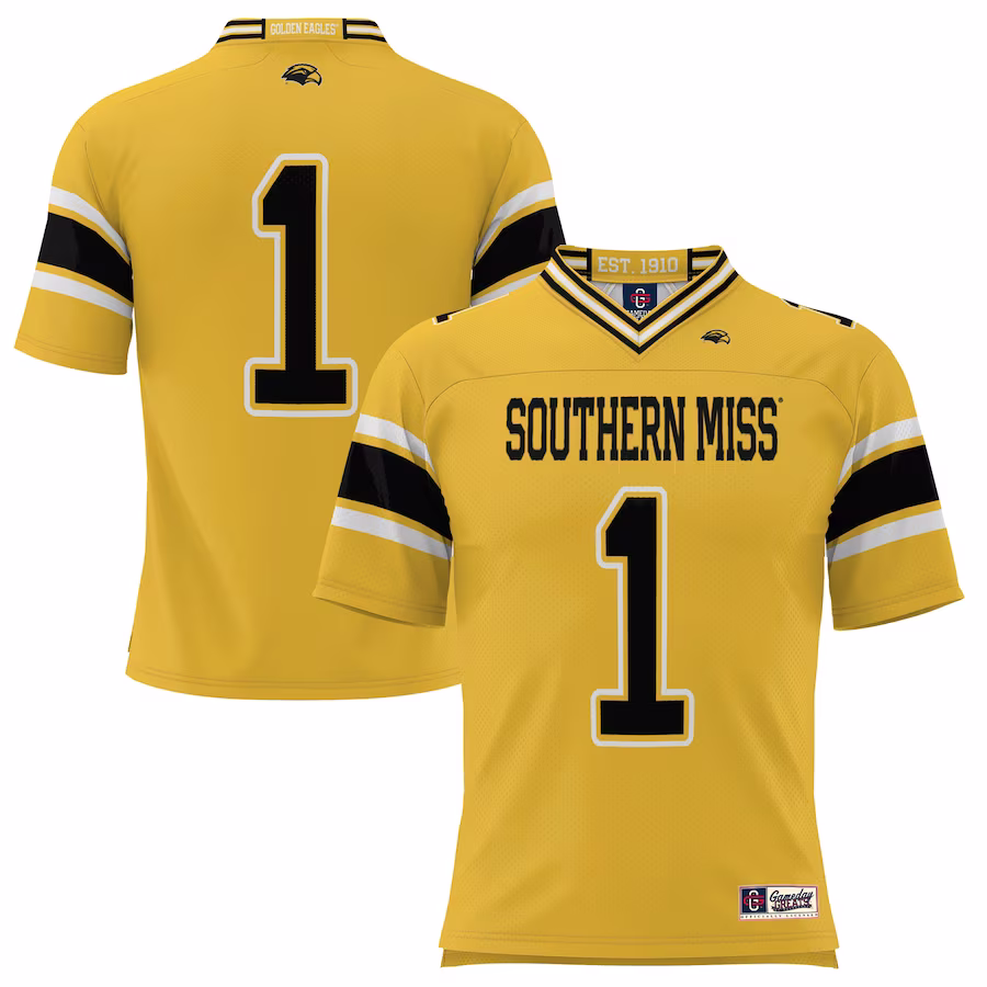 #1 Southern Miss Golden Eagles GameDay Greats Endzone Football Jersey - Gold - Jersey