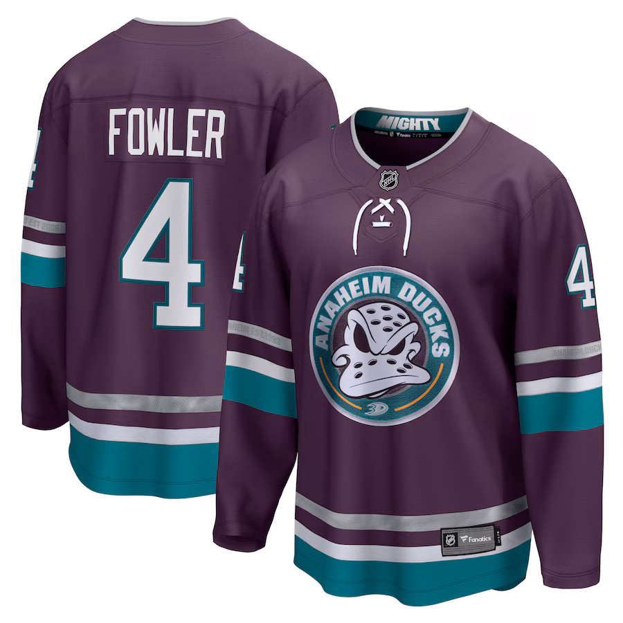 Men's Anaheim Ducks Cam Fowler Fanatics Purple 30th Anniversary Premier Breakaway Jersey - Jersey