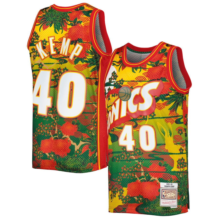 Men's Seattle SuperSonics Shawn Kemp Mitchell & Ness Gold Hardwood Classics Lunar New Year Swingman Jersey - Jersey
