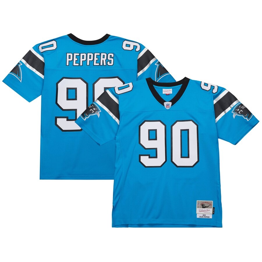 Men's Carolina Panthers Julius Peppers Mitchell & Ness Blue  Legacy Replica Jersey - Jersey