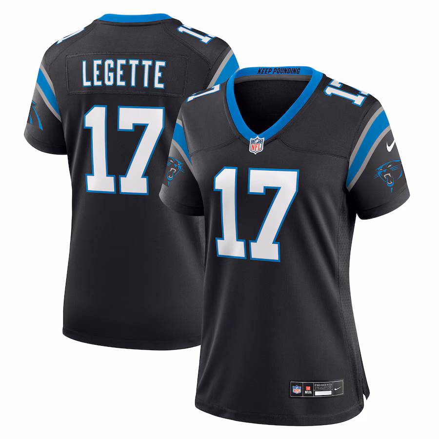 Women's Carolina Panthers Xavier Legette Nike  Black Game Jersey - Jersey