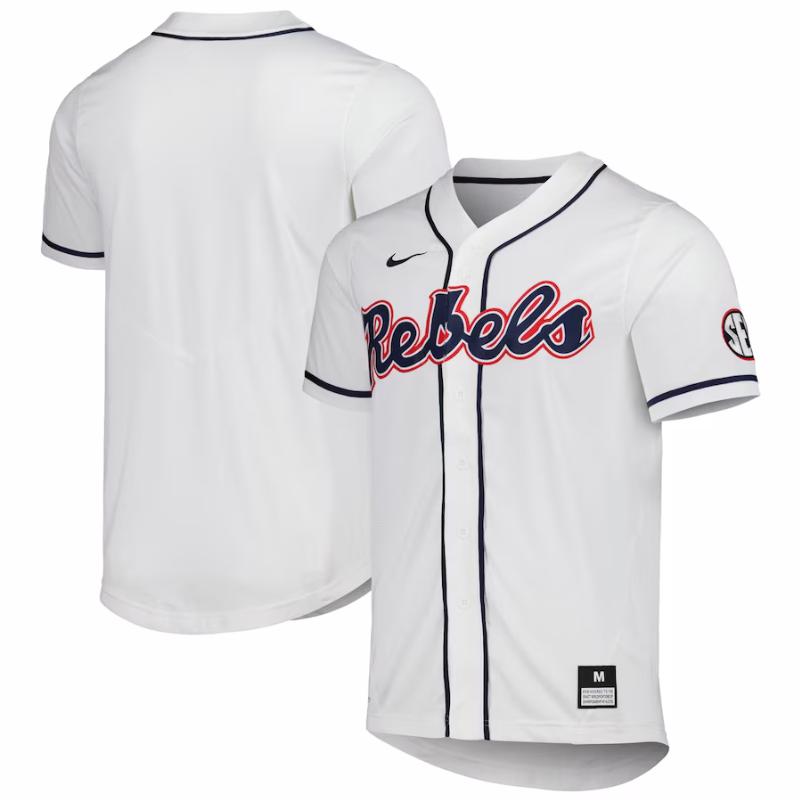 Ole Miss Rebels Nike Full-Button Replica Baseball Jersey - White - Jersey