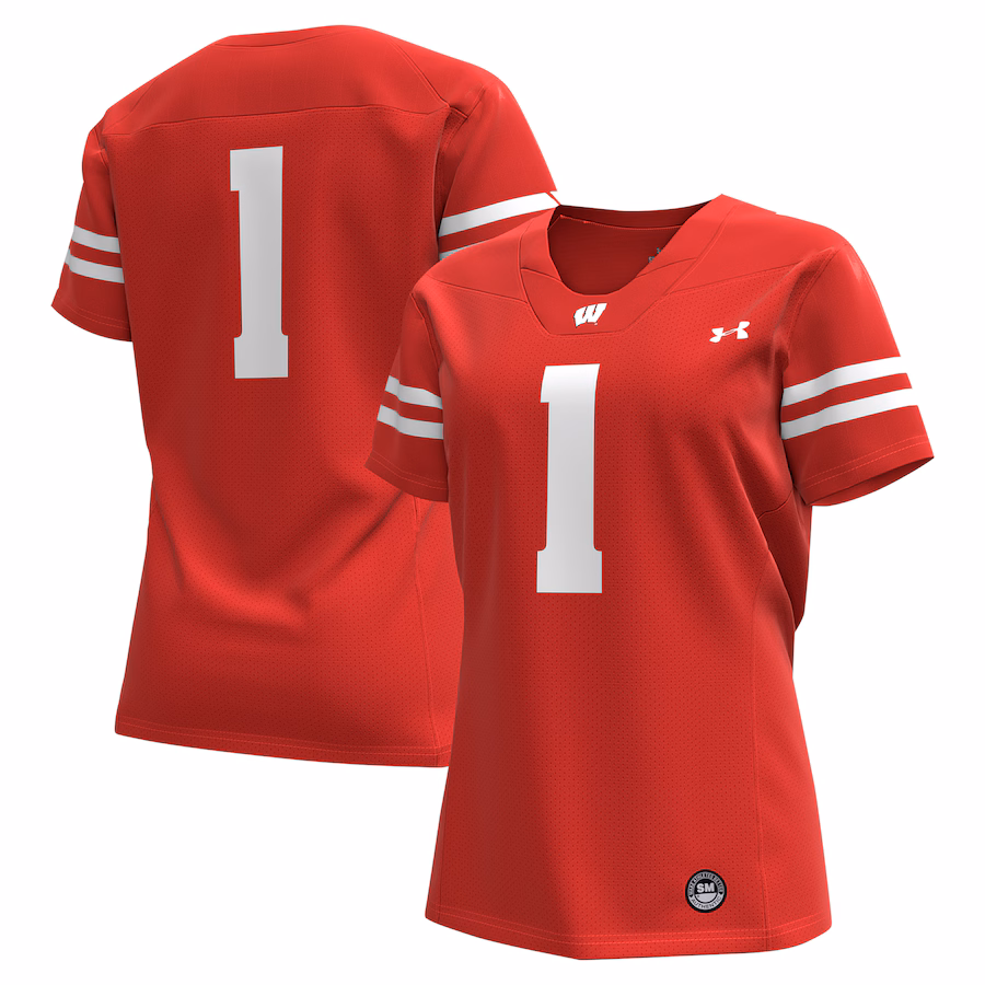 Women's Under Armour #1 Red Wisconsin Badgers Replica Football Jersey - Jersey
