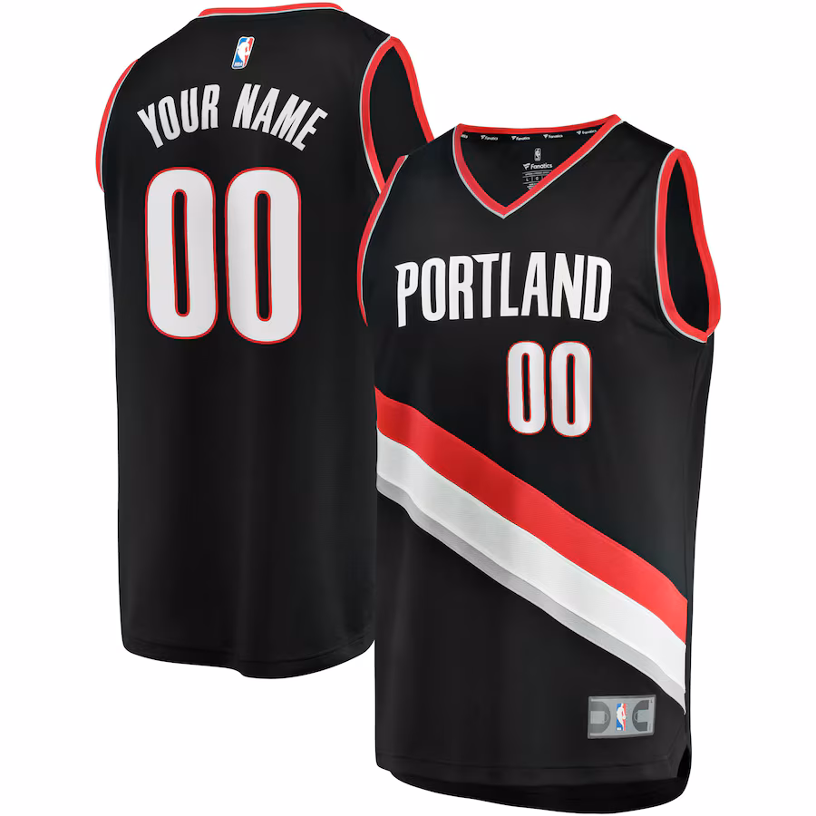 Men's Portland Trail Blazers Fanatics Black Fast Break Custom Replica Jersey - Icon Edition - Jersey