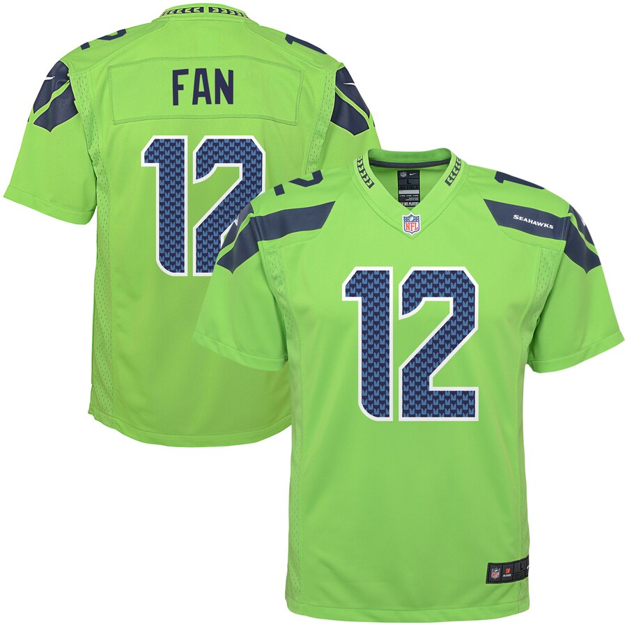 Youth Seattle Seahawks 12th Fan Nike Neon Green Game Jersey - Jersey