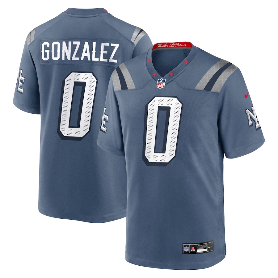 Men's New England Patriots Christian Gonzalez Nike Storm Blue 2025 Rivalries Collection Game Jersey - Jersey