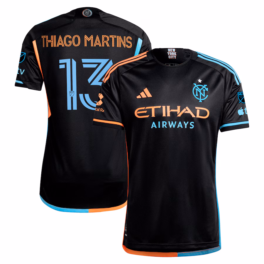 Men's New York City FC Thiago Martins adidas Black 2024 24/7 Kit Authentic Player Jersey - Jersey