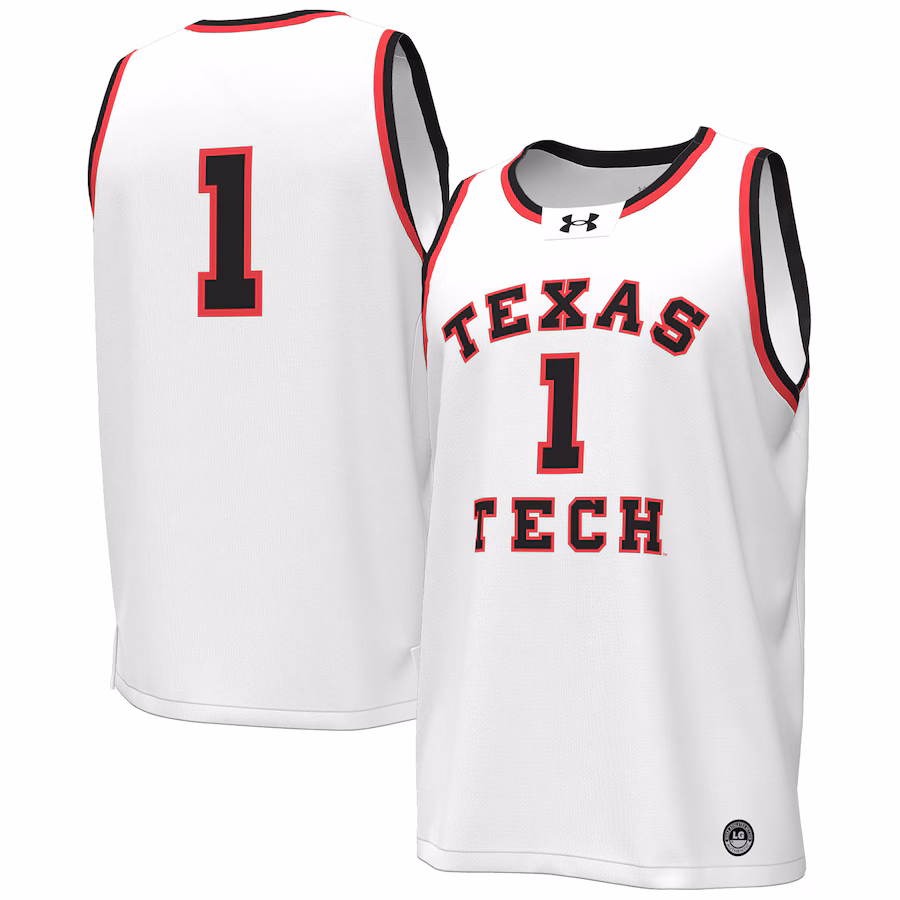 #1 Texas Tech Red Raiders Under Armour Throwback Replica Basketball Jersey - White - Jersey