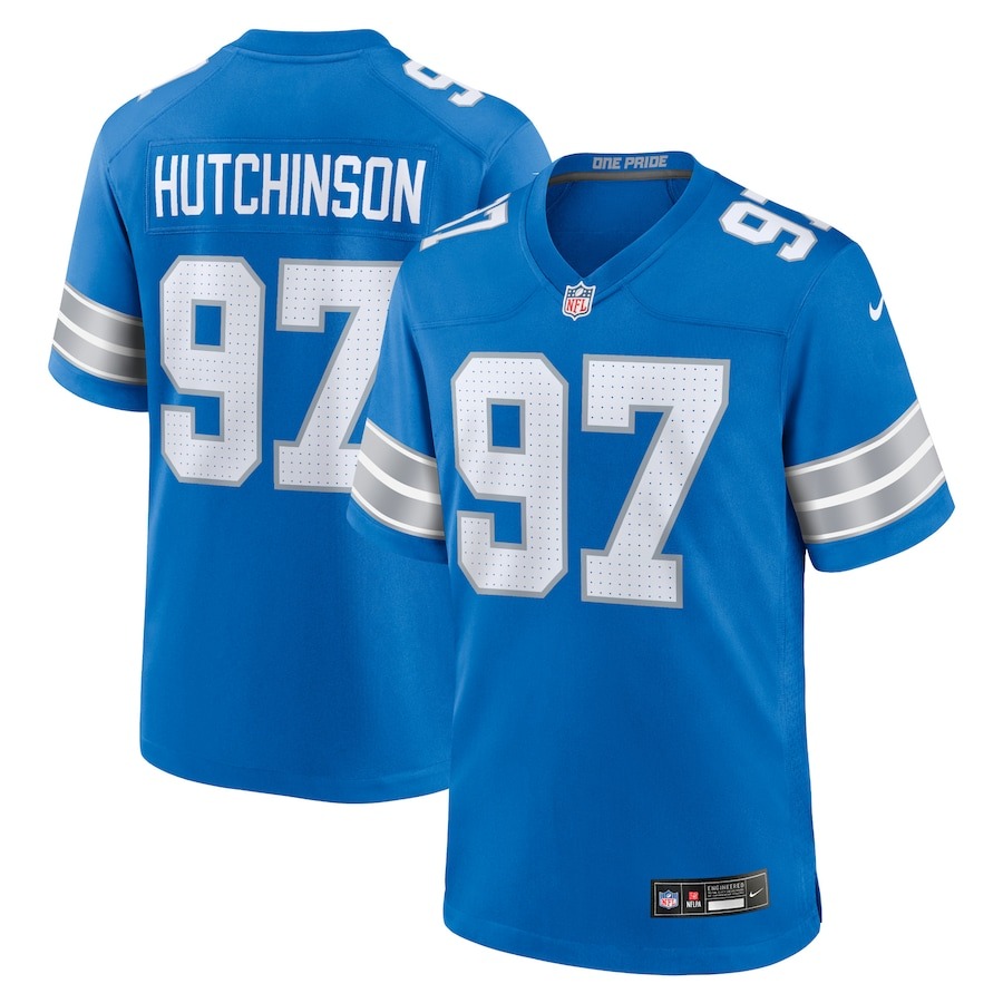 Men's Detroit Lions Aidan Hutchinson Nike Blue Game Jersey - Jersey