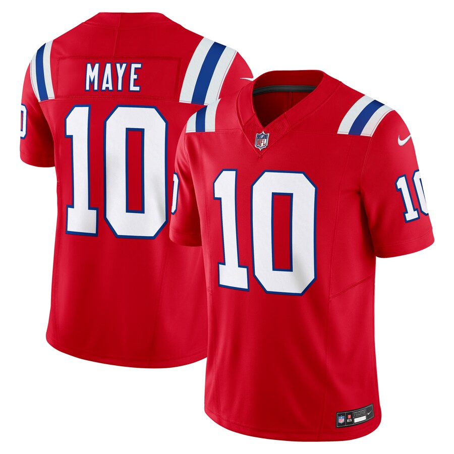Men's New England Patriots Drake Maye Nike Red Alternate Vapor F.U.S.E. Limited Jersey - Jersey